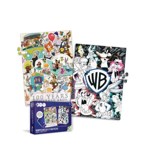 [RN12470] Rompecabezas Warner Bros 100 Años de Celebración 2 X 500pzs 14a+