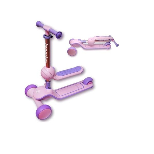 [ZEM2P] Scooter de 3 Ruedas con Asiento Rosado 3a+ 20kg Max en el Asiento y 50kg de Pie