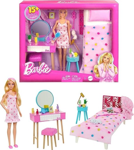 [MTHPT55] Muñeca Barbie C/ Accesorios para el Dormitorio 3a+