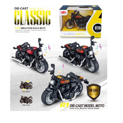 [WWM1215] Motocicleta Clásica Die-Cast Luz y Sonidos Surt/3 3a+(443487)