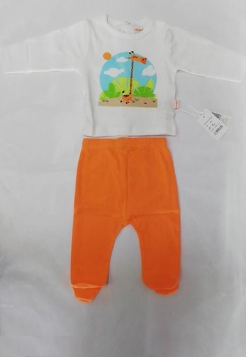 [BBL190106M] Pijama Jirafa 2 Piezas Caja de Regalo 6m