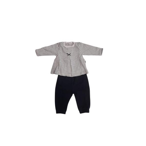 [BBL190136M] Pijama 2 Piezas Osito Gris Caja de Regalo Talla 6m