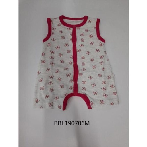 [BBL190786M] Mameluco Corto sin Mangas Rojo/Blanco Caja de Regalo 6m