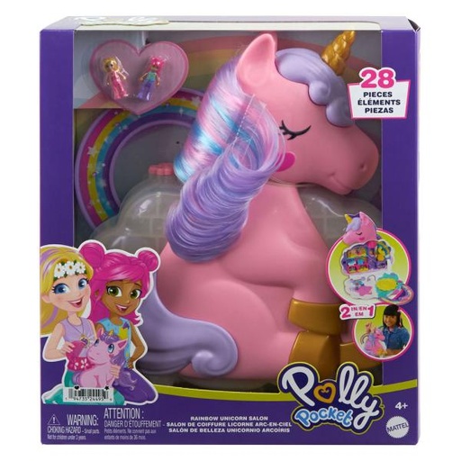 [MTHYD97] Polly Pocket Salón de Belleza Unicornio Arcoíris 2en1 4a+
