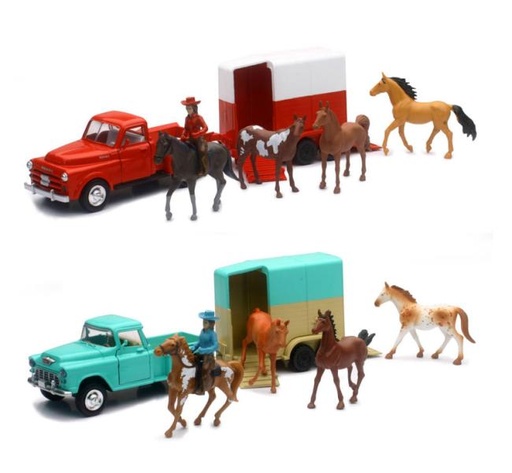 [TY54996] Chevrolet Pickup c/Remolque p/Caballos S/2 1:32 5a+