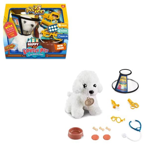 [WW9031] Perro de Peluche con Accesorios Blanco con Café 3a+ (452939)