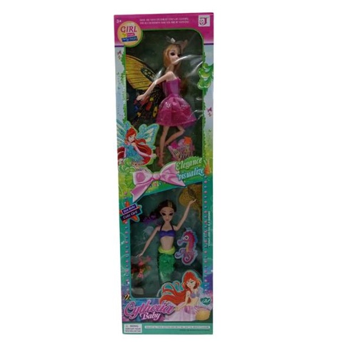 [WWQJ036B] Muñeca Set/2 Sirena y Mariposa 3a+ (455923)