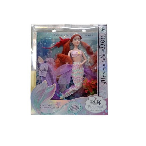 [WWQJ163C] Muñeca Clásica Sirena Colección de Moda con Tiburon 3a+ (455930)