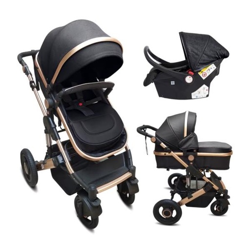 [FDAHA9188NN] Coche para Bebé  4 en 1 (Silla de Carro, Moisés, Portabebe) Negro  0m+ (459273)