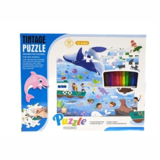 [WW707767] Rompecabezas para Colorear del Oceano 56Pzs 3a+