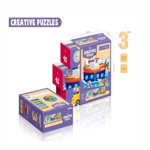 [WW707795] Rompecabezas 3en1   para colorear  2,5a+