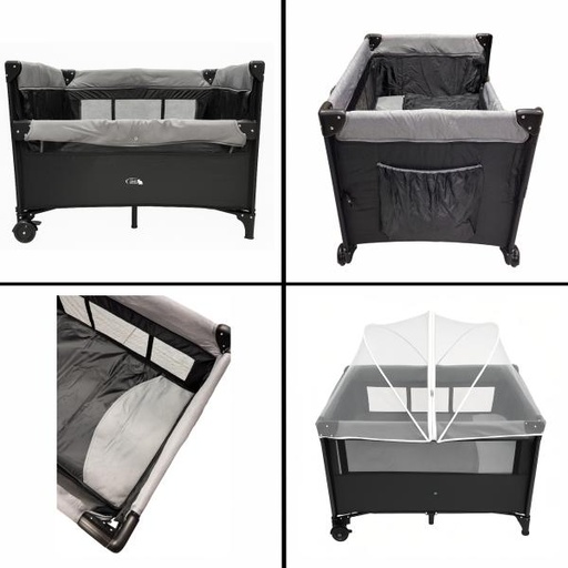 [AC211020303] Encierro Cuna colecho Corral Link Gris/Negro 3 Posiciones 0-36m