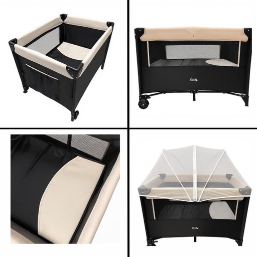 [AC211020304] Encierro Cuna colecho Corral Link Beige/Negro 3 Posiciones 0-36m