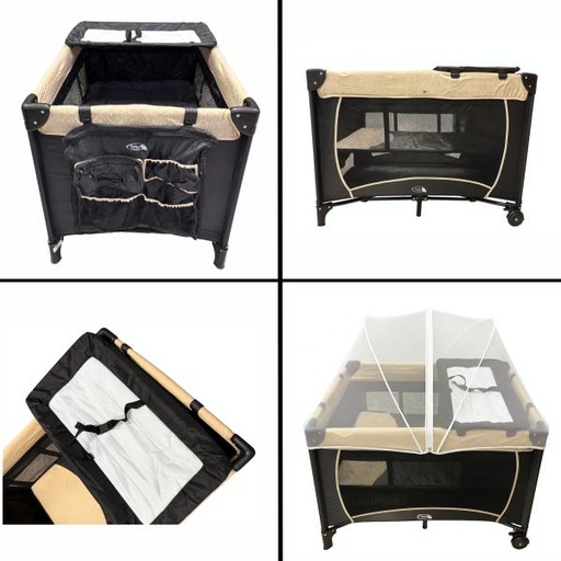 [AC211028003] Encierro Corral Neon Negro con Beige con Cambiador 0-36m