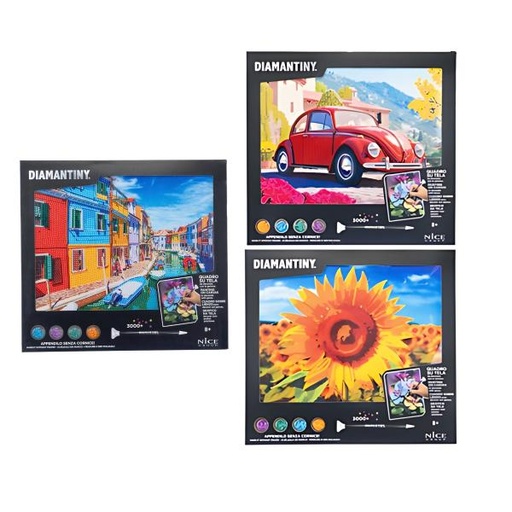 [NC96580] Cuadro de Tela para Pintar con Cristales Plastios 3D  Surt/3 8a+ (96561-565-569)