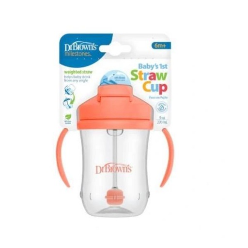 [DRTC91103] 1 Mi Primer Vaso Bebe Con Pajilla 9 Oz Color Coral (+ 6 Meses)