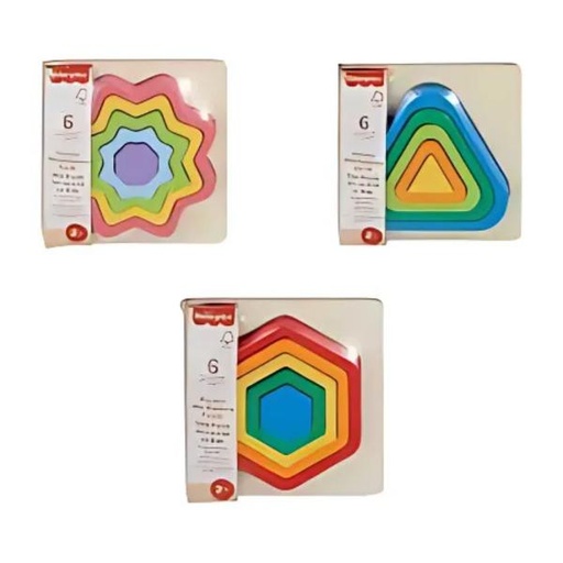 [MTHXT98] Fisher-Price Mini Puzle de Madera de Arcoíris Displ/18 Surt/3 2a+