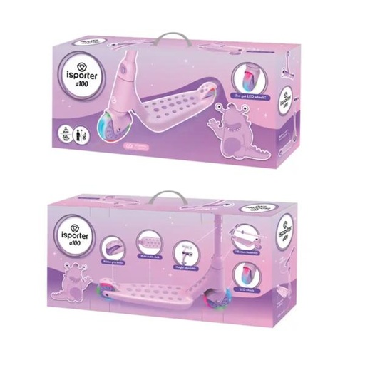 [ZEA100] Scooter Ajustable con Luz Rosado 3a+ 50Kg Max  ( 459136 )