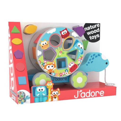 [JD819071] Tortuga de Madera de Jalar con Figuras para Encajar 1a+