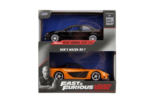 [JA34249] Carro Fast & Furious Legacy Set/2 Esc:1:32 8a+(Honda Civic-Mazda RX-7)
