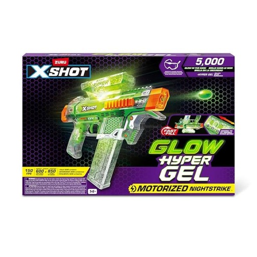 [ZU36782] Lanzador de Gel Glow X-Shot Motorizada NightStrike 14a+