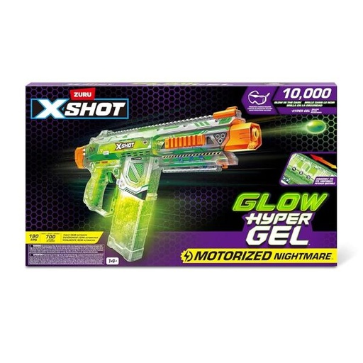 [ZU36783] Lanzador de Gel Glow X-Shot Motorizada NightMare 14a+