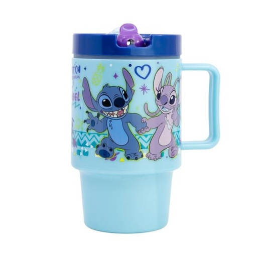[SR75056] Vaso Cool con Pajilla de Disney Stitch & Angel 530ml