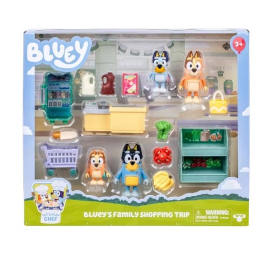 [BT18999] Figuras de Bluey y Famila Set de compras de Viaje 3a+
