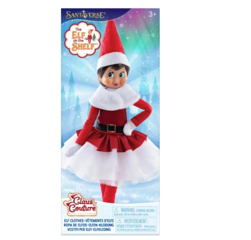 [BT300014] Elf on the Shelf - Vestido Navideño Con Corpiño Verde Brillante Lazo Rojo Y Falda De Cuadros Para Elfo 3a+(CCSANTADRS)