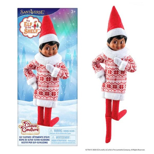 [BT300113] Elf on the Shelf - Vestido Navideño Con Corpiño Verde Brillante Lazo Rojo Y Falda De Cuadros Para Elfo 3a+(CCSWTRDRS)