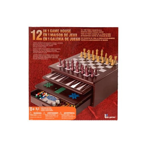 [PP782] Juego de Mesa en Caja 12en1 Caja de Madera 8a+