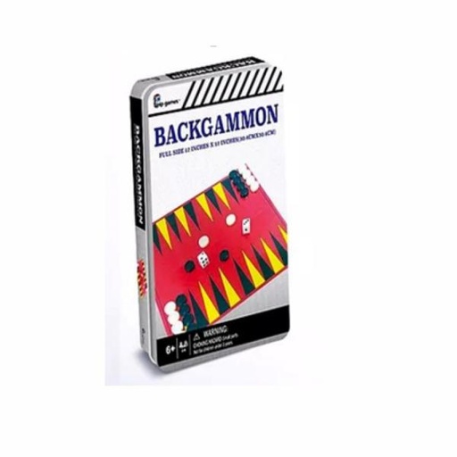 [PP823] Juego de Mesa Backgammon en Caja Metálica 6a+