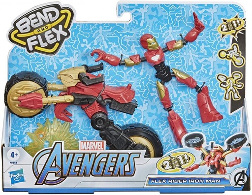 [HBF0244] Figura Avengers Bend and Flex Rider Iron Man 2en1 4a+