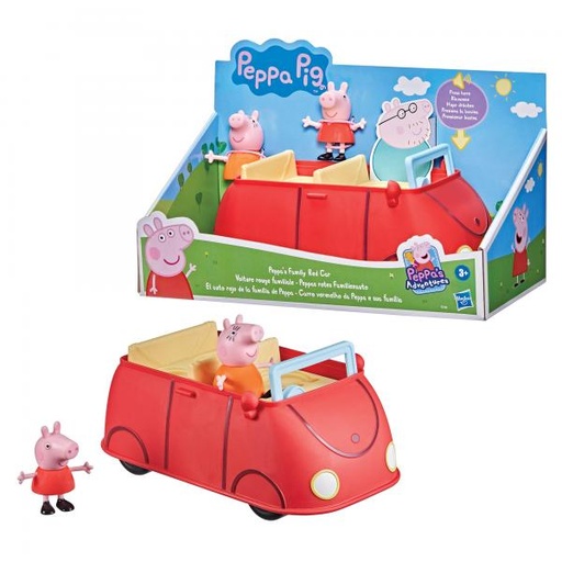 [HBF2184] Carro Rojo de la Familia Peppa Pig con 2 Figuras 3a+