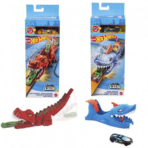 [MTGVF41] Hot Wheels Lanzador de Carros (Tiburón y Dinosaurio) 48a