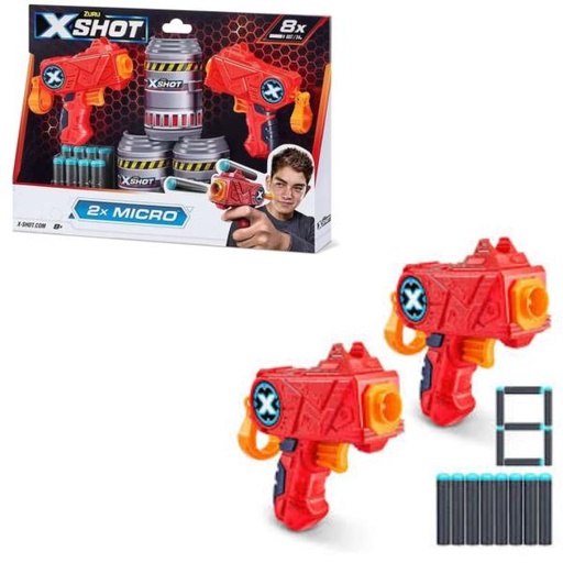 [ZU3621] Lanzador X-Shot Micro Set de 2 8a+