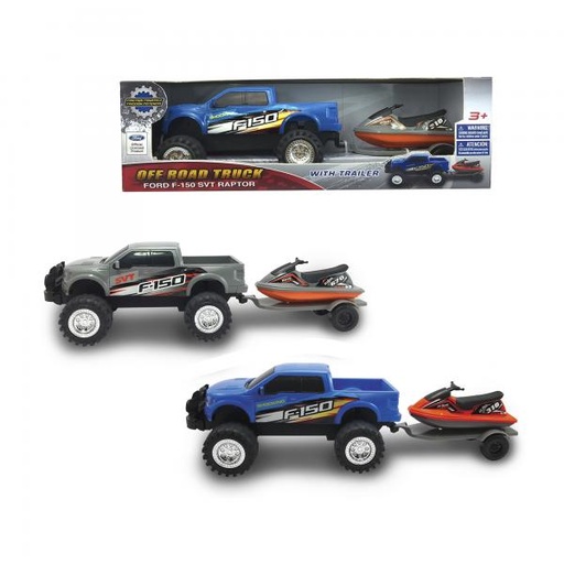 [GX61392] Carro de Fricción F150 Con Moto de Agua / Surtido de 2 ( Se venden por separado) 3a+