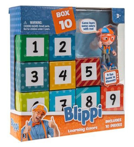 [JZBLP0073] Cajitas Sorpresa Blippi Aprendiendo Colores con Figura 10pzs 3a+