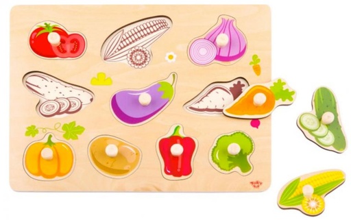 [TKTY855] Rompecabezas de Encajar de Verduras 18m+ ( Madera )