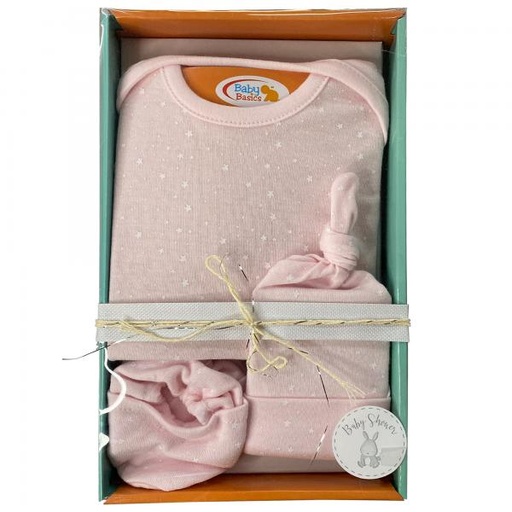 [FDBQ9107P] Baby Basics Conjunto de Ropa para Bebé Rosada Caja de Regalo 0m+