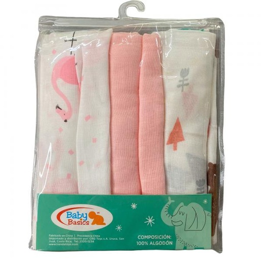 [FDBQ9101P] Baby Basics Manta para Bebé Rosada Set de 3 75x75cm