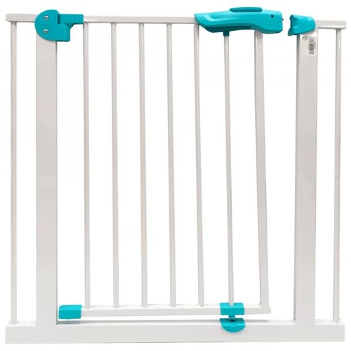 [FDFOXY009G] Baby Basics Puerta de Seguridad Ajustable 75cm a 85cm con Seguros Blanco/Verde