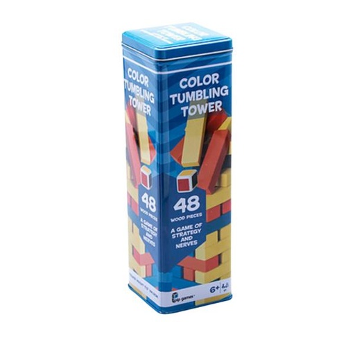 [PP642] Juego Torre de Madera Piezas de Colores 48pzs Caja Metálica 6a+