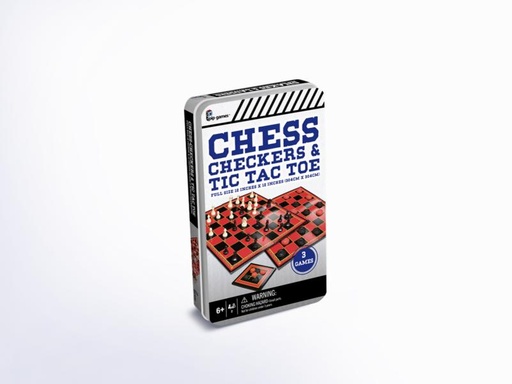 [PP819] Juego Tablero Ajedrez/DamaSurt/Tic Tac Toe 3en1 6a+